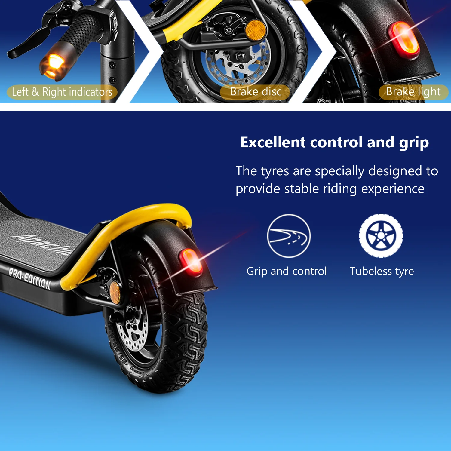 Apachie 500W Pro Edition Adult Electric Scooter - YELLOW - Image 5