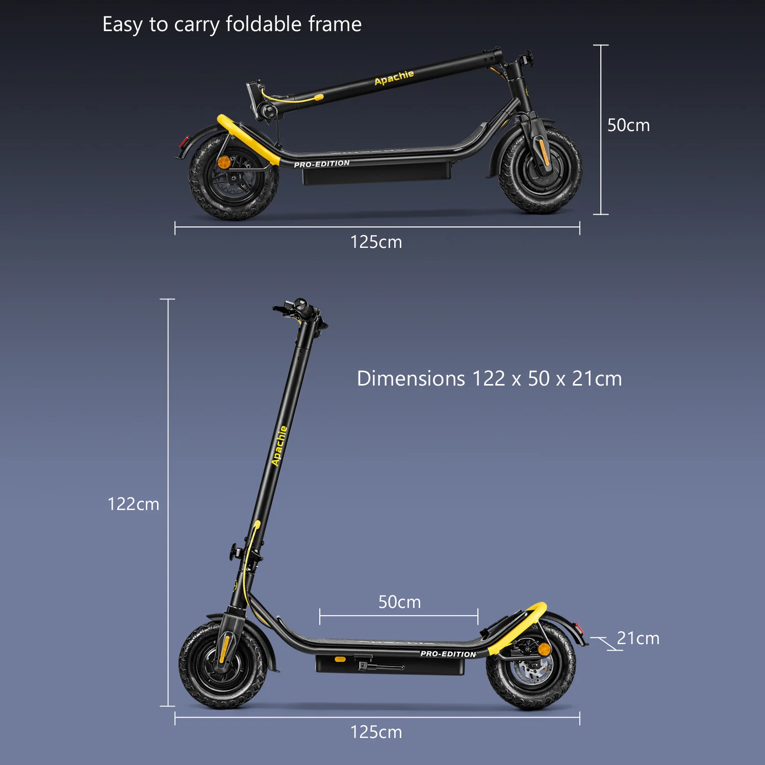 Apachie 500W Pro Edition Adult Electric Scooter - YELLOW - Image 6