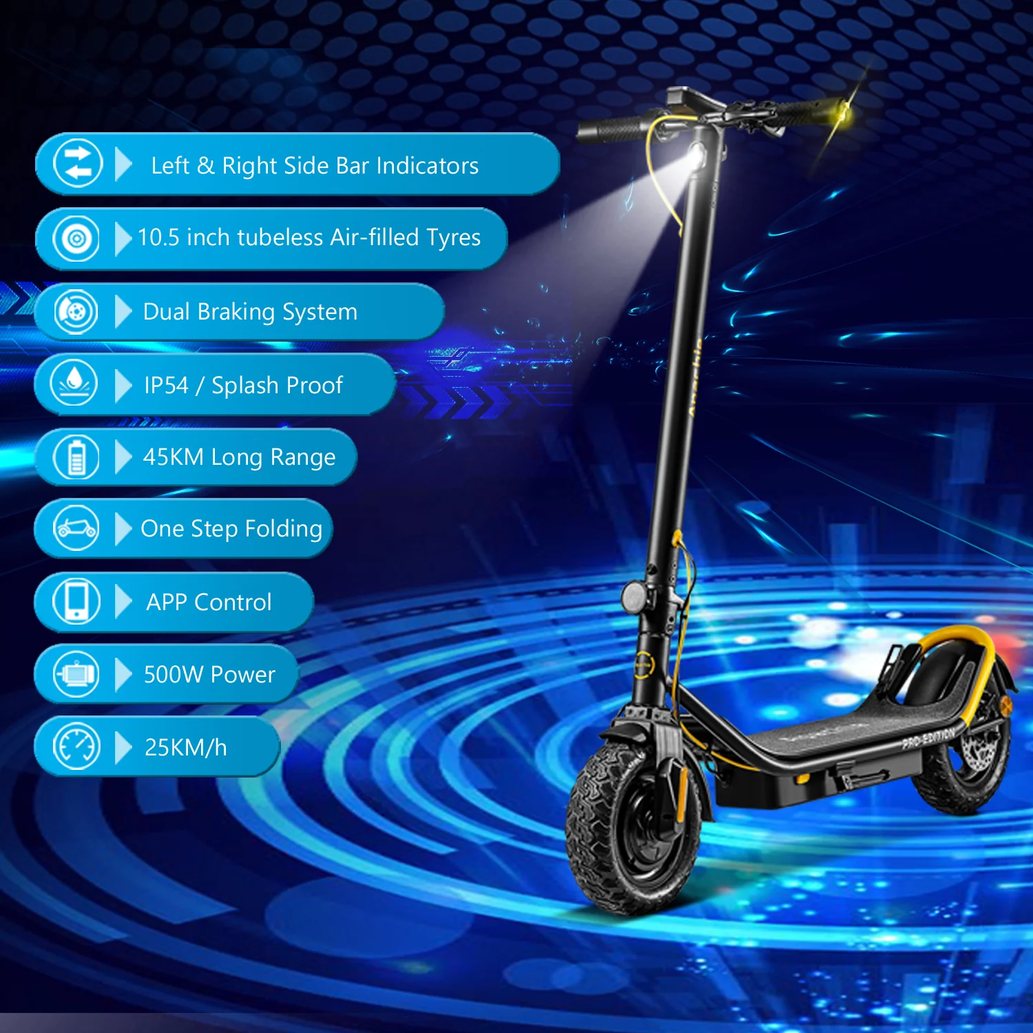 Apachie 500W Pro Edition Adult Electric Scooter - YELLOW - Image 7