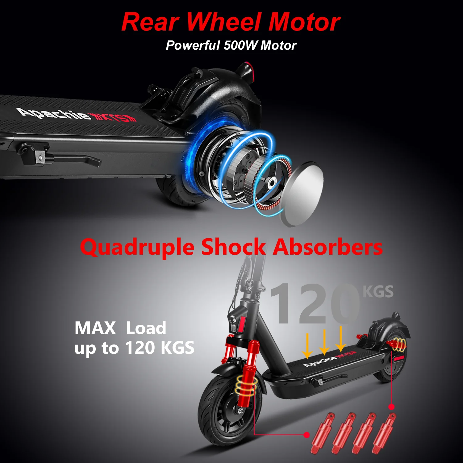 Apachie 500W XTS Adult Electric Scooter - Image 5